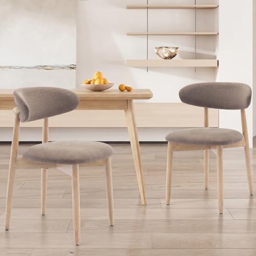 COLAMY Modern Dining Chairs Set with Wooden Legs – Upholstered Fabric Dining Room Chairs with Curved Backrest, Soft Cushion Seat, and Sturdy Rubberwood Frame for Kitchen, Living Room, or Café