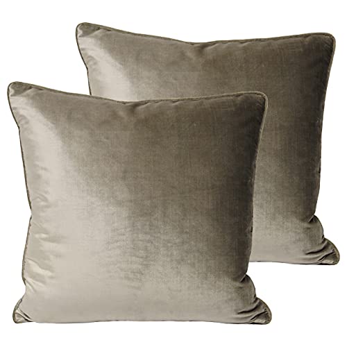 Paoletti Luxe Velvet Twin Pack Polyester Filled Cushions, Mink, 55 x 55cm