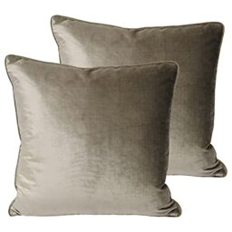 Paoletti Luxe Velvet Polyester Filled Cushions (Twin Pack), Polyester, Mink