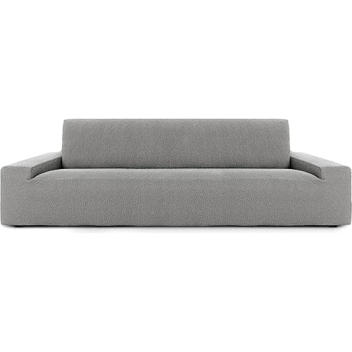 ECOMMERC3 - 5 Seater Sofa Cover Bi-Elastic Fabric - Light Grey Breathable and Adjustable Sofa Cover with Supportive Foams and Rubber Bands
