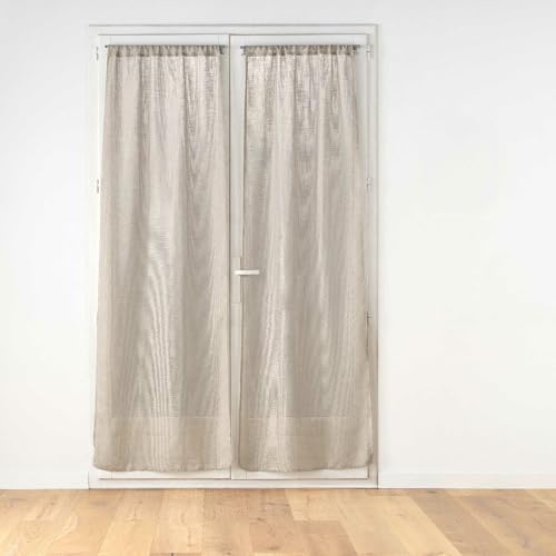 Douceur d'Intérieur Haltona Pair of Straight Curtain Pole Linen-Effect Haltona Weaves, Polyester, Grey, 240 x 70 cm