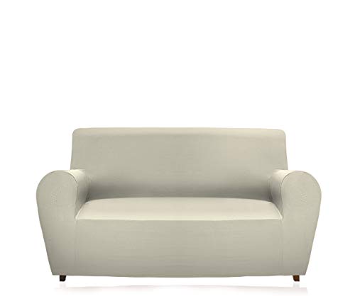 GEMITEX Magic 4 Seater Sofa Cover in Plain and Elasticated Fabric, Polyester, Cream, Backrest up to 280 cm