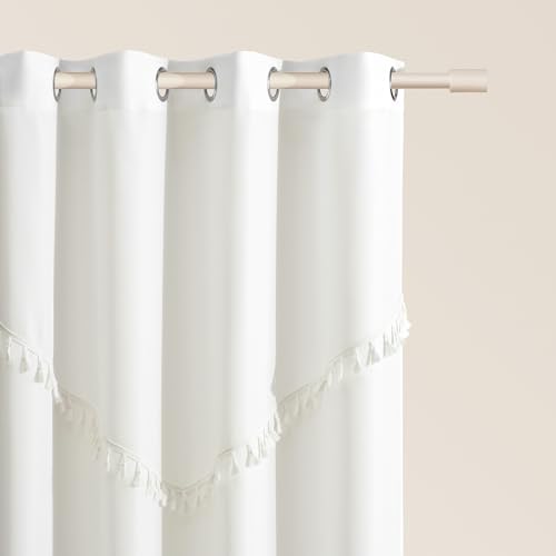 ROOM99 Chloe Curtain with Silver Eyelets 140 x 250 cm Width x Height Sliding Curtains Modern Curtain Living Room Bedroom Ecru, 1 Piece