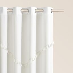 ROOM99 Chloe Curtain with Silver Eyelets 140 x 250 cm Width x Height Sliding Curtains Modern Curtain Living Room Bedroom Ecru, 1 Piece