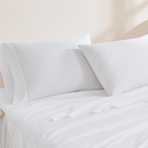 Linen Closet Luxury Cotton 144 Thread Count Organic Cotton Standard Pillowcases, Set of 2, Arctic White