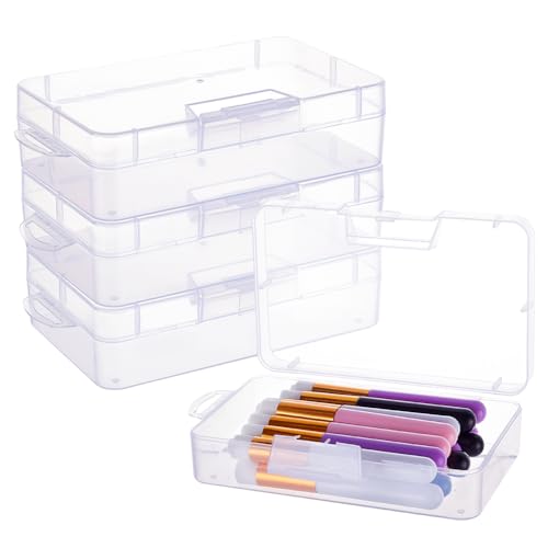BENECREAT Set of Clear Plastic Storage Boxes with Lids