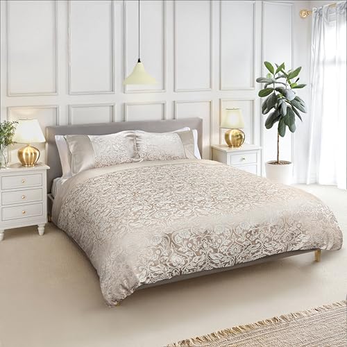 Emma Barclay Eden - Embellished Jacquard Duvet Set in Cream - Super King