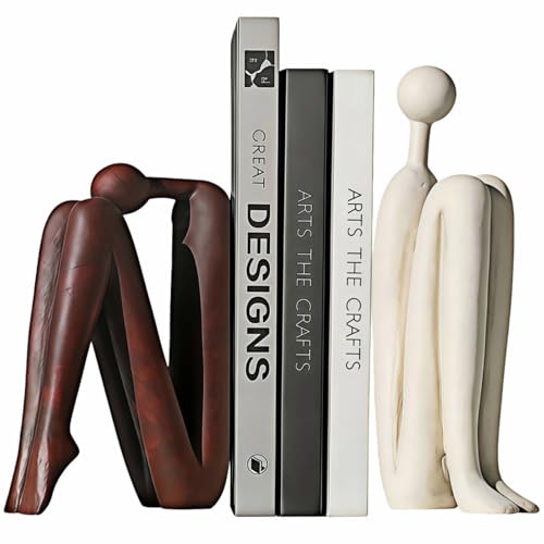 Decorative Bookends for Shelves???Bookends for Heavy Books Resinous Thinker Statue,Book Shelf Decor???Modern Creative Office Company Bookends Ornament Decorations