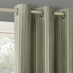 "Sun Zero Scarlett 2-Pack Pleated Velvet Noise Reducing Blackout Grommet Curtain Panel Pair, 40"" x 96"", Sage Green"