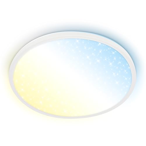 BRILONER - LED Panel with Remote Control, dimmable, Starry Sky, CCT Warm to Cold White, Ceiling Light, LED Light Panels, Living Room, Lounge, 37.5x4.5cm, White