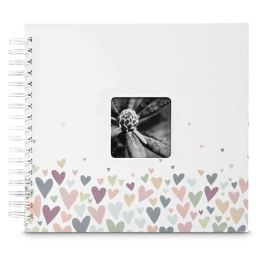 Hama Photo Album for Photo (Sticker, Sticky, Spiral Photo Album 10x15 cm, 50 pages, 28x24 cm, Hearts) White