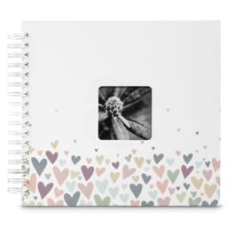 Hama Photo Album for Photo (Sticker, Sticky, Spiral Photo Album 10x15 cm, 50 pages, 28x24 cm, Hearts) White