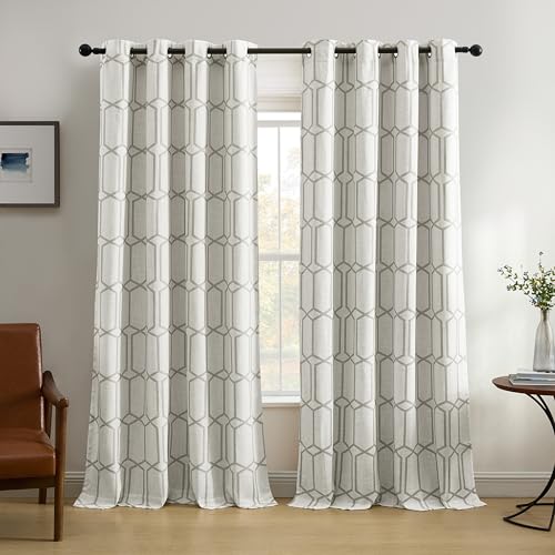 "Elrene Room Darkening Grommet Linen Window Curtain Drape Panel, Grey, 52"" W x 95"" L (Pack of 1)"