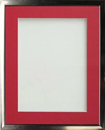 Frame Company Drayton Range Chrome Effect Photo Frame with Red Mount, 8x8 for image size 5x5 inch