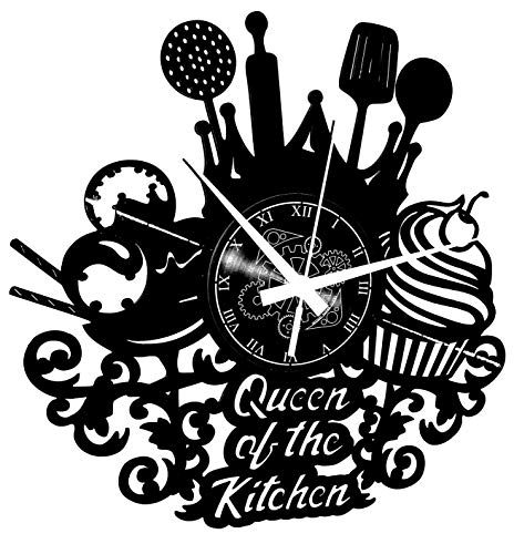 Instant Karma Clocks - Queen of the Kitchen Wall Clock β Silent No-Ticking - Perfect for Bedroom, Office, Studio, Cabin, Living Room β Unique Decoration