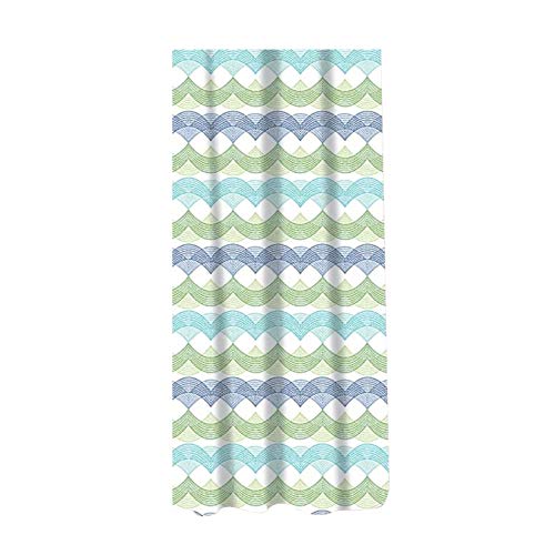 Sabichi Waves PEVA Shower Curtain - 180 x 180 cm (71 x 71 Inch) - Waves Patterned - Multicolour Shower Curtain - Mould Resistant - Easy To Clean - BPA Free - Includes 12 Plastic Hooks