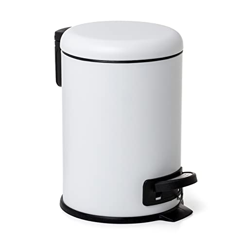 TATAY 3L Pedal Bathroom Bin - Hygienic, Touch-Free Opening - Soft-Close, Silent Lid - Removable Inner Bin for Easy Cleaning - Functional Design - 17.5 x 22.5 x 25 cm – White