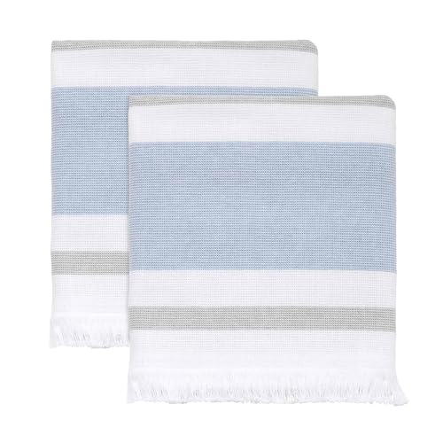 Izod Bathroom Accessories Clubhouse Collection, 2pc Hand Towels, Blue 2 Count