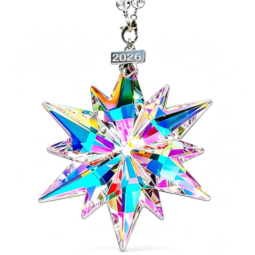 2025 Annual Christmas Ornaments Crystal Snowflake Star, Sparkly Crystal Ornaments for Christmas Tree, Beautiful Christmas Ornaments for Women Girls