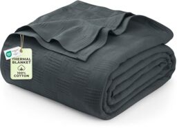 Utopia Bedding Woven Cotton Blanket (King, Smoke Grey) Breathable Cotton Throw Blanket and Quilt for Bed & Couch/Sofa