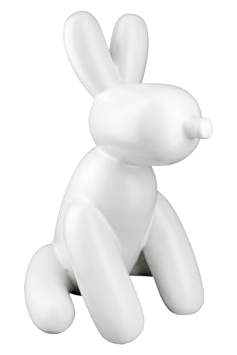 GILDE Decorative Figurine Balloon Dog Sculpture - Modern Sculpture Decoration Puppy Sitting Statue Matt White - Height 25 cm
