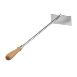 Relaxdays ash scraper, stainless steel, wooden handle, 58.5 cm long, ash shovel for fireplace & oven, silver/natural
