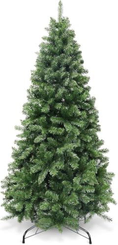 5FT Christmas Tree, Artificial, for Home & Living Room, Pure PVC 800 Tips, Flat & Pointed, 2.8 Inch Leaf Width, 31 Inch Base Diameter, Metal Stand, Tool-Free, 3.7 kg, Classic Green 165cm