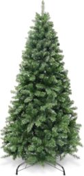 5FT Christmas Tree, Artificial, for Home & Living Room, Pure PVC 800 Tips, Flat & Pointed, 2.8 Inch Leaf Width, 31 Inch Base Diameter, Metal Stand, Tool-Free, 3.7 kg, Classic Green 165cm