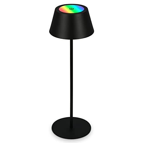 Briloner - RGB Rechargeable Table Lamp, 2 in 1 Adjustable Heighgt, Touch, Cordless Light, LED Table Light, Outdoor Camping Lights, IP44, Black
