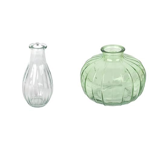 Talking Tables Clear Glass Bud Vase for flowers, s & Talking Tables Green Glass Bud Vase for flowers, s Table Decor Bundle