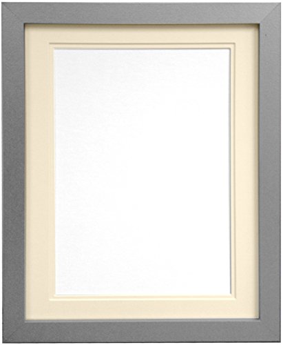 "FRAMES BY POST H7 Silver Picture Photo Frame With Ivory Double Mount 30""x20"" for Pic Size A2 (Plastic Glass)"