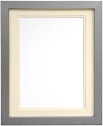 "FRAMES BY POST H7 Silver Picture Photo Frame With Ivory Double Mount 30""x20"" for Pic Size A2 (Plastic Glass)"