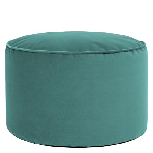 icon Milano Velvet Large Bean Bag Footstool with Filling Included, Teal - Made in the UK, Pouffe Footstool, Footrest, Plush Velvet Fabric, For Living Room or Bedroom