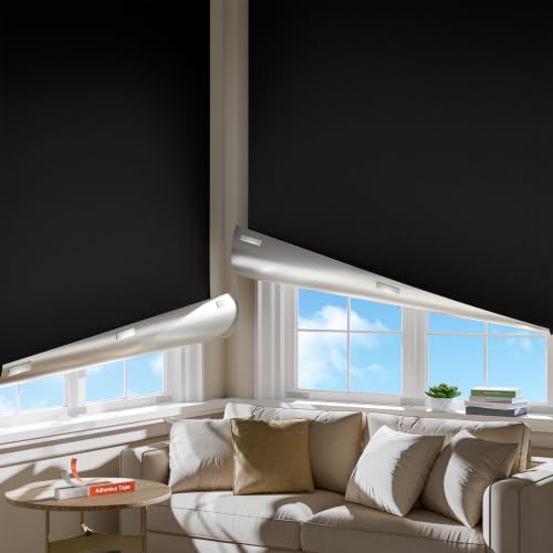 "38"" W x57 H Portable Blackout Curtains for Bedroom, Easy Install No Drill Black Out Shades&Blinds for Indoor Windows with Upgraded Hook&Loop Tapes,100% Blackout Window Cover for RV/Nursery(1 Panel)"