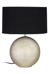 Premier Housewares Table Lamp Chic Black and Gold, Ceramic Base with Embossed Detailing, Black Fabric Shade, Ideal for Contemporary Decor, 32 x 41 x 18