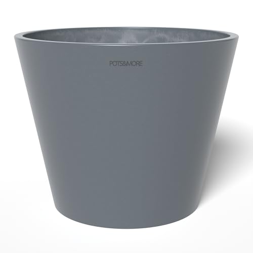 POTS&MORE Conico 17 Pot (Diameter 17 cm, Elegant Design, Colour Grey, Height 13.5 cm, Plastic Planter for Indoor Plants) VP011701, Gray