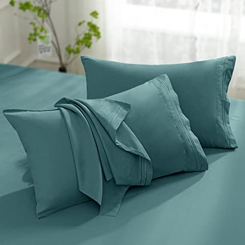 "Aormenzy Microfiber Pillow Cases, Standard Size, Teal, Set of 2 - 1800 Thread Count, Soft Pillowcases, Wrinkle Resistant, Envelope Closure, 20"" x 26"""