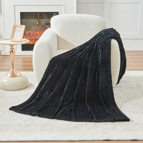 GC GAVENO CAVAILIA Large Fluffy Blanket Throws for Sofas and Beds - Soft Warm Sherpa Fleece Blanket King Size, Cosy Plush Sofa Throw Blanket, Bed Throw for Living Room or Bedroom, (200x240 cm) Black