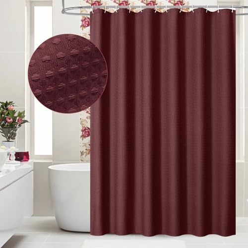 MitoVilla Burgundy Shower Curtain 72 x 78, Wine Red Long Fabric Shower Curtains for Modern Luxury Bathroom Decor, Heavy Duty Hotel Cloth Shower Curtains 78 inch Long
