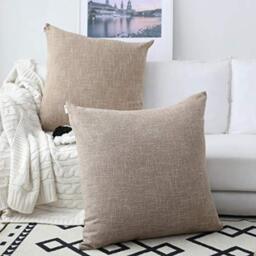 "Kevin Textile Pillow Covers Star Faux Linen Cushion Cases Super Soft Throw Pillow Sham for Bedroom/Sofa/Car, 2 Pcs, 24""x24"", Natural Linen"
