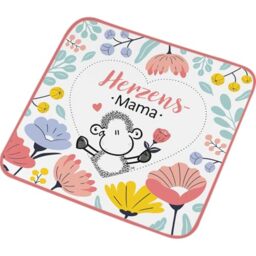 Sheepworld Magic Towel Motif Mum of the Heart, Guest Towel, Pressed Shape, Cotton, 30 cm x 30 cm, Gift for Mum, Mother's Day, Birthday, 73901