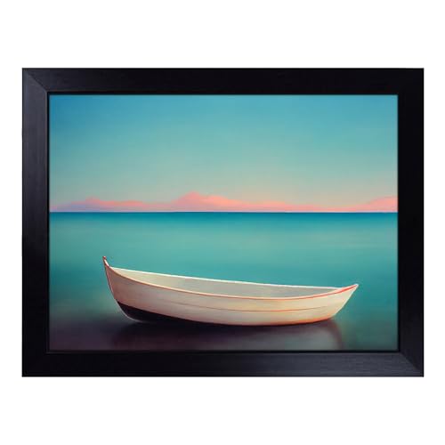 Lap Tray with Bean Bag Cushion, Modern Sailing Boat - Handmade in the UK, Raised Wooden Edge, Padded Cushion, Heat-Resistant Wipe-Clean Surface, for Meals, Laptops and Crafts