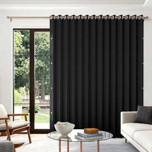 HMYI 100% Full Blackout Vertical Shades for Sliding Door, Patio Doors, Room Divider, Window, Temporary Wall, Closet Curtain, 1 Panel, W120 x L96, Black