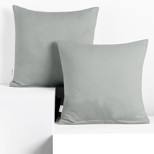 DecoKing 2 cushion covers 50 x 50 cm jersey cotton zip steel amber