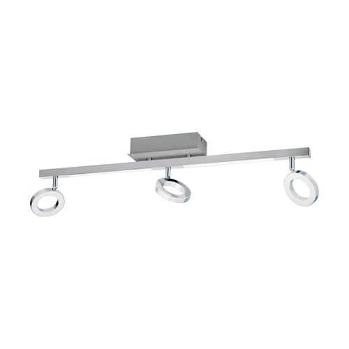 Eglo LED Ceiling lamp Cardillo, 3-Light Ceiling Spotlight, Ceiling Fixture Made of Aluminium, Metal and Plastic, Living Room lamp in Chrome, LED Hallway Light Warm White