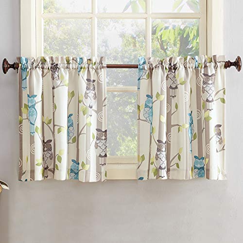 No. 918 Hoot Kitchen Curtain Tiers, 56 by 24 inch, Mocha