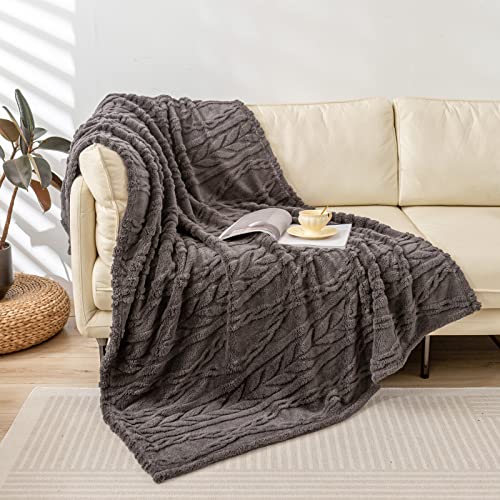"YUSOKI Sherpa Large Throw Blanket Single Layer,Light Weight(1.7lb),320GMS-3D Stylish Design for Gift Home Decor (Morel,50""x65"")"