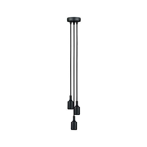 Paulmann 50343 3-Way Vintage Pendant with E27 Socket and Fabric Cable Ceiling luminaire Black Without lamp max. 20W