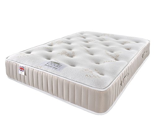 Aloe Vera Mattress Sprung Memory Foam Mattress, White, Single