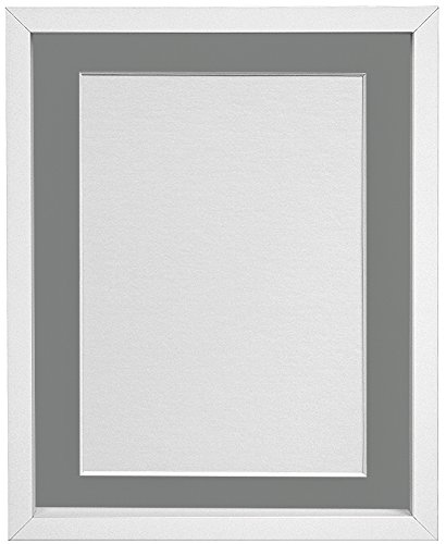 FRAMES BY POST Rio Picture Photo Frame, MDF Wood, White with Dark Grey Mount, 30 x 30 cm Image Size 8 x 8 Inches